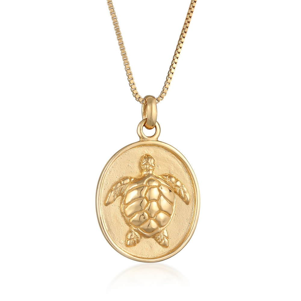 Elli Elli Collier Femmes pendentif monnaie tortue océan en argent sterling 925 plaqué  Bijoux