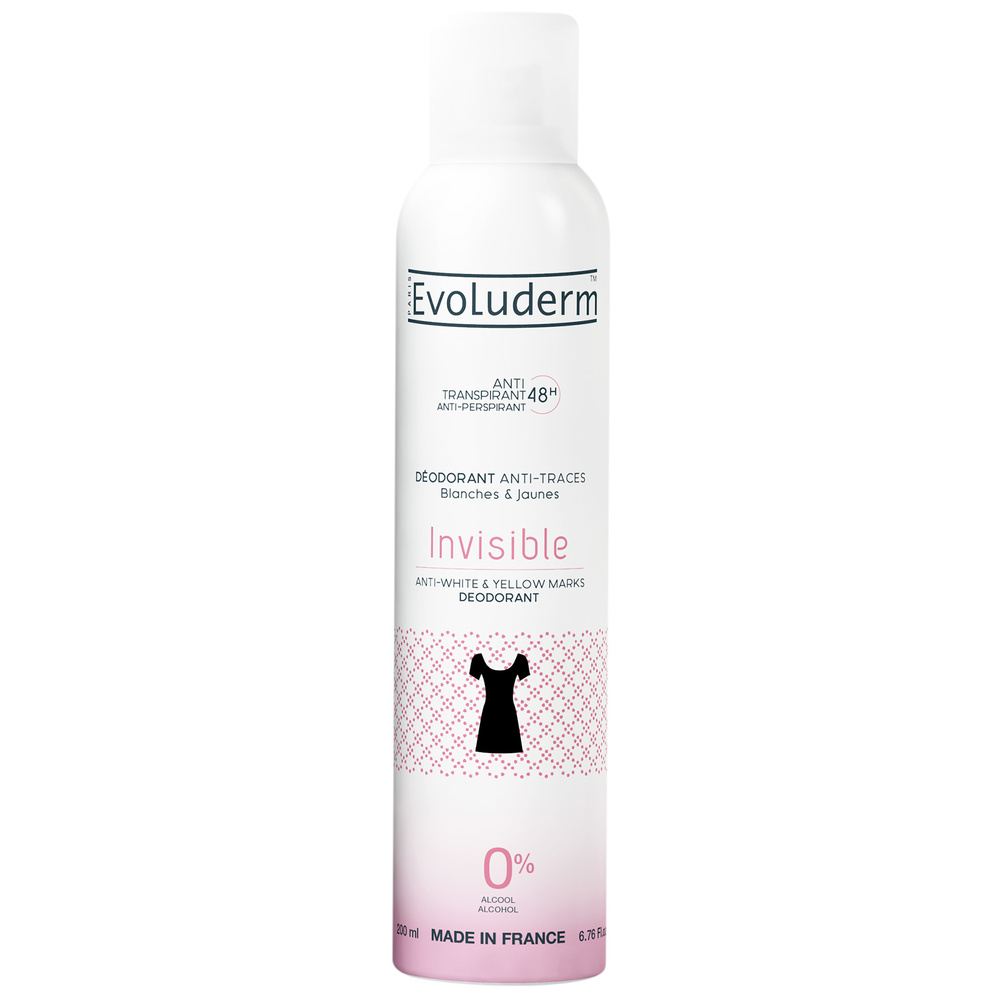 evoluderm Invisible Déodorant Anti-Transpirant 48H Anti-Traces Blanches & Jaunes - 200 ml