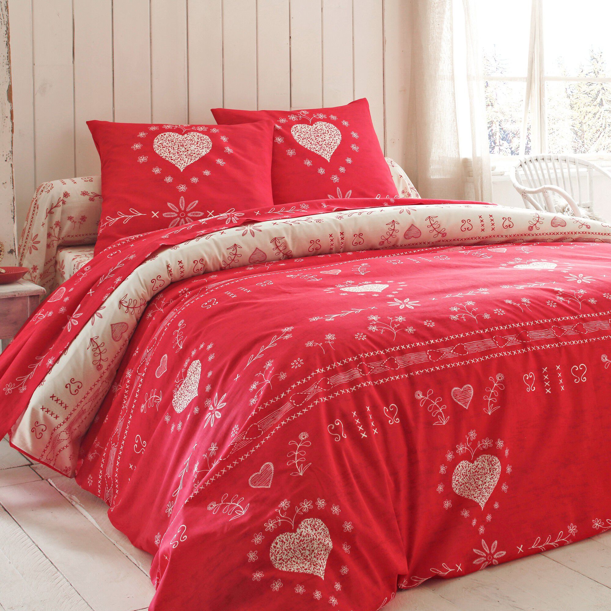 Linge de lit Anceny imprimé coeur