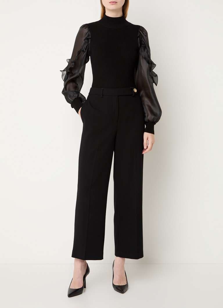French Connection Krista rib knitted top with balloon sleeves