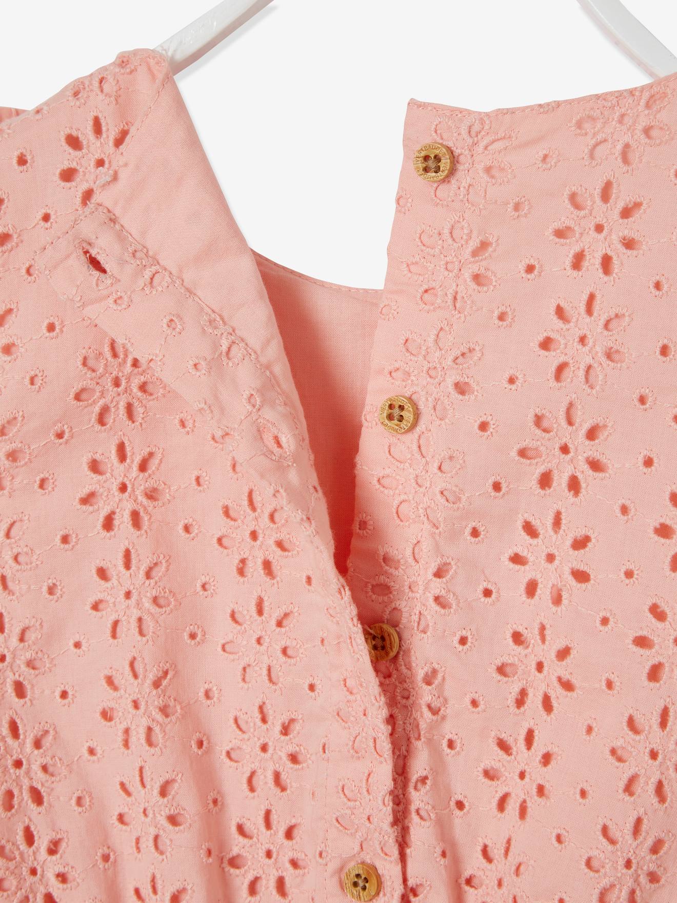Vertbaudet Mädchen Baby Overall, Lochstickerei - rosa