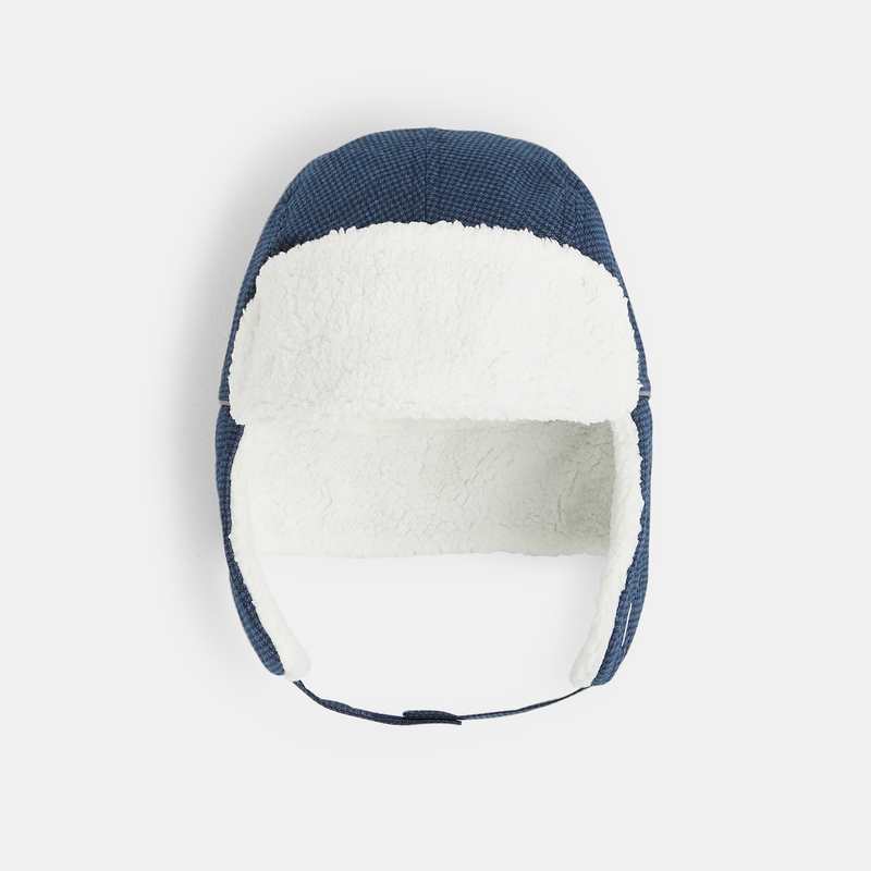 Chapka doublée en polaire sherpa bleu garçon