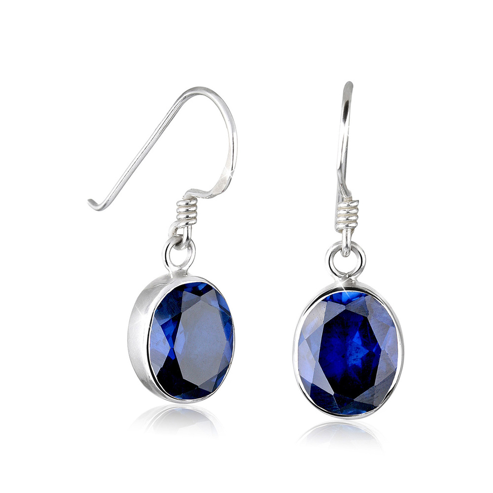 Elli Elli Boucles d'Oreilles Ohrhänger synthetischer Saphir 925 Silber Boucles d'oreilles