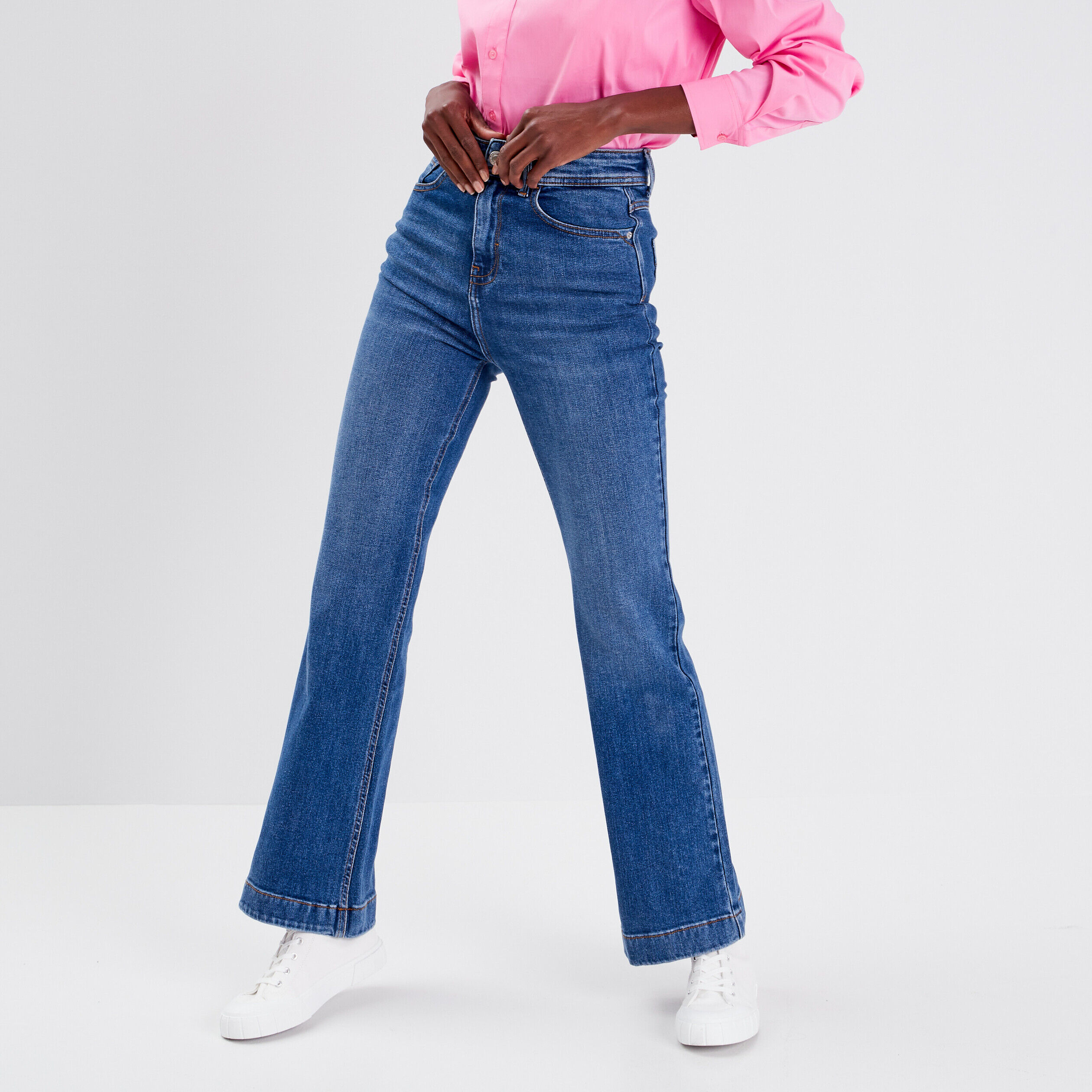 Jeans flare taille haute denim stone femme | Cache Cache