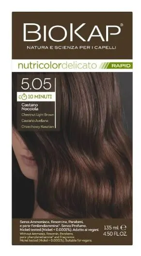Biokap Nutricolor Delicato Rapid Hair Dye 5.05 Nut Chestnut 135 ml