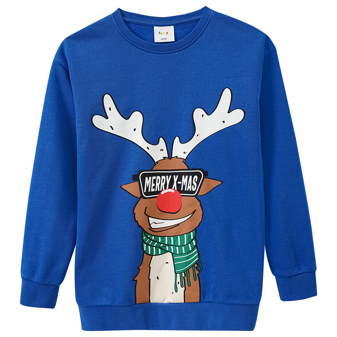 Jungen Weihnachtssweatshirt mit großem Print blau