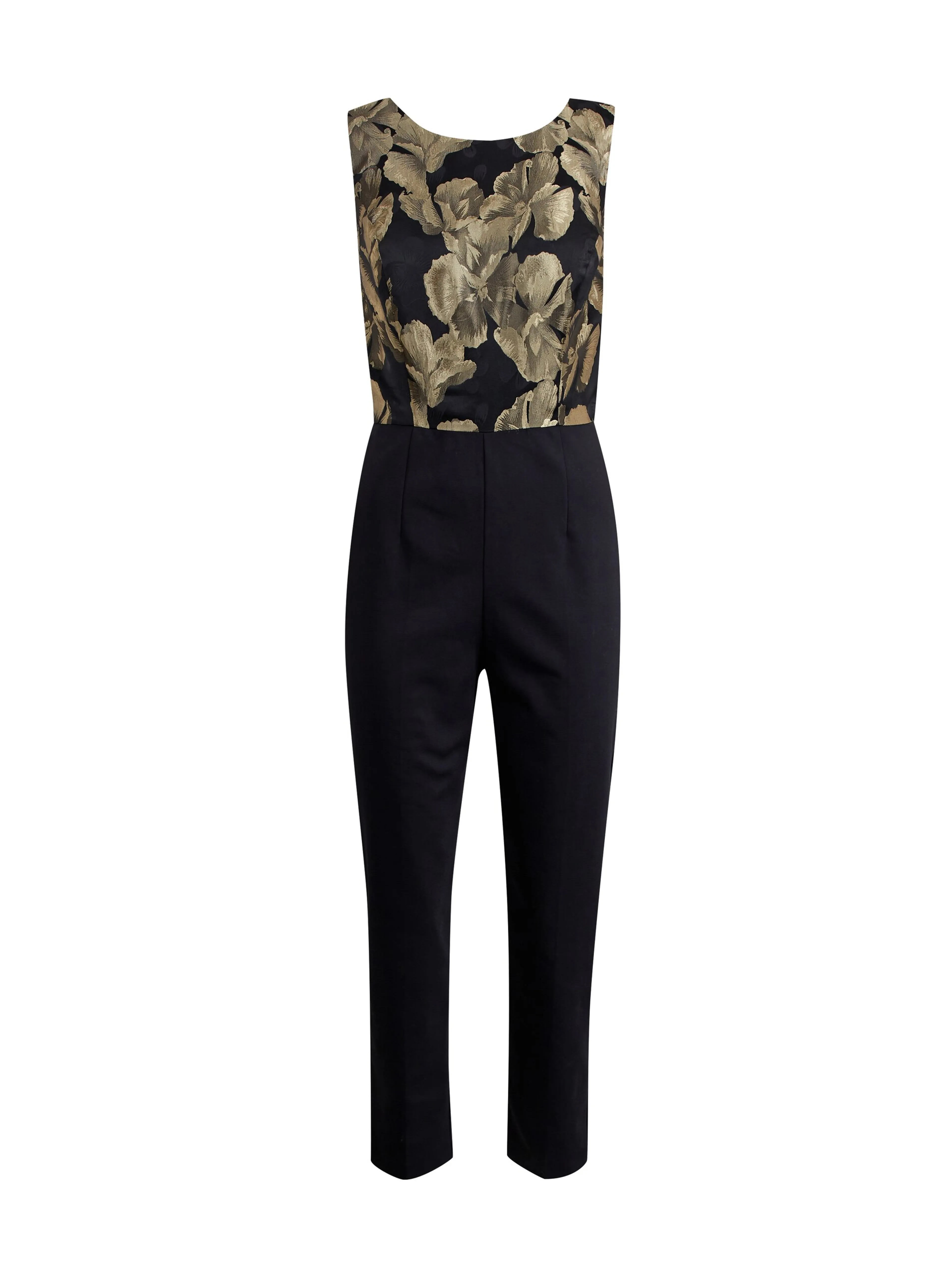 Gold-schwarzer Damen-Blumen-Jumpsuit ORSAY