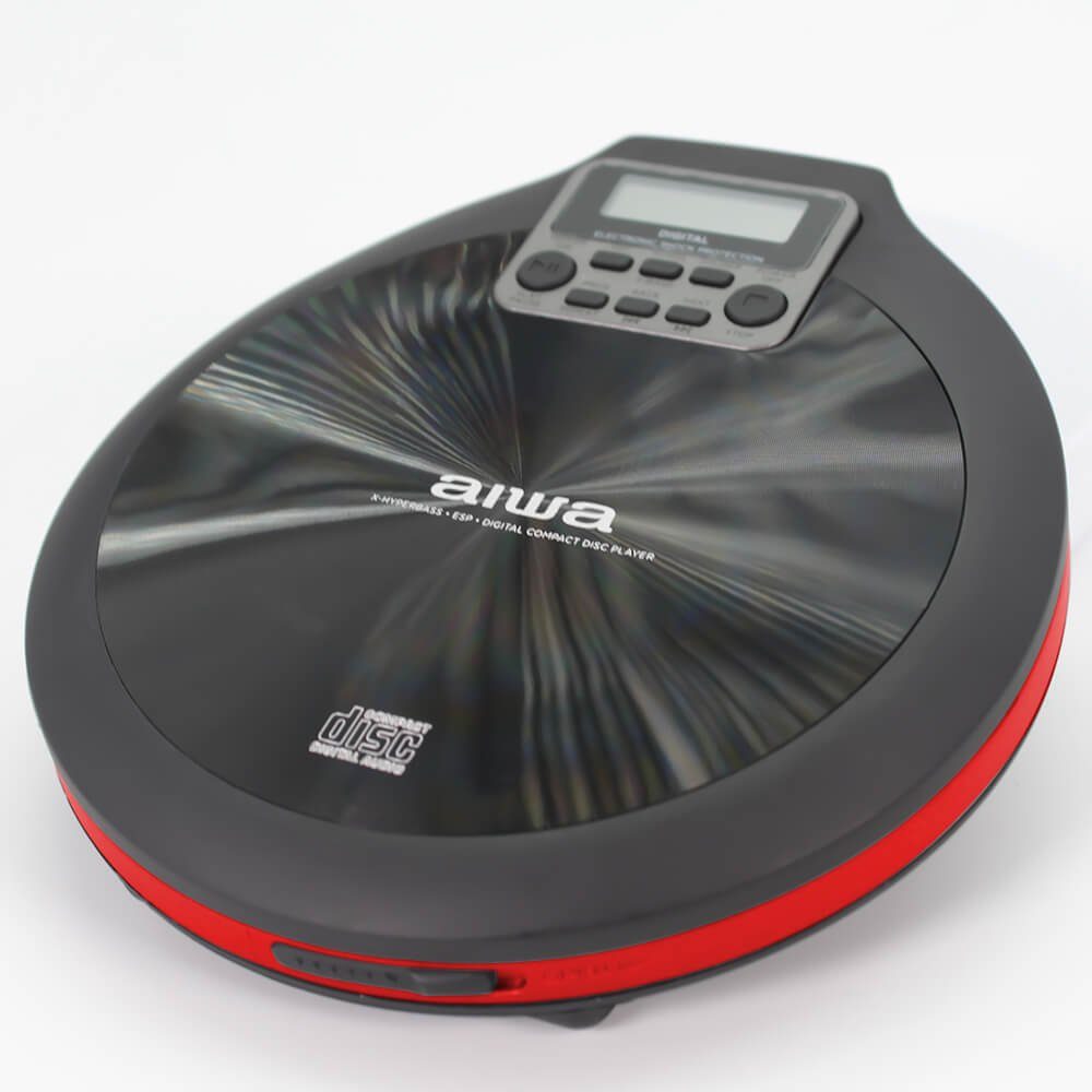 Aiwa PCD-810BK tragbarer CD/CD-R/MP3 Spieler, mit Earphones und Tasche, ESP tragbarer CD-Player