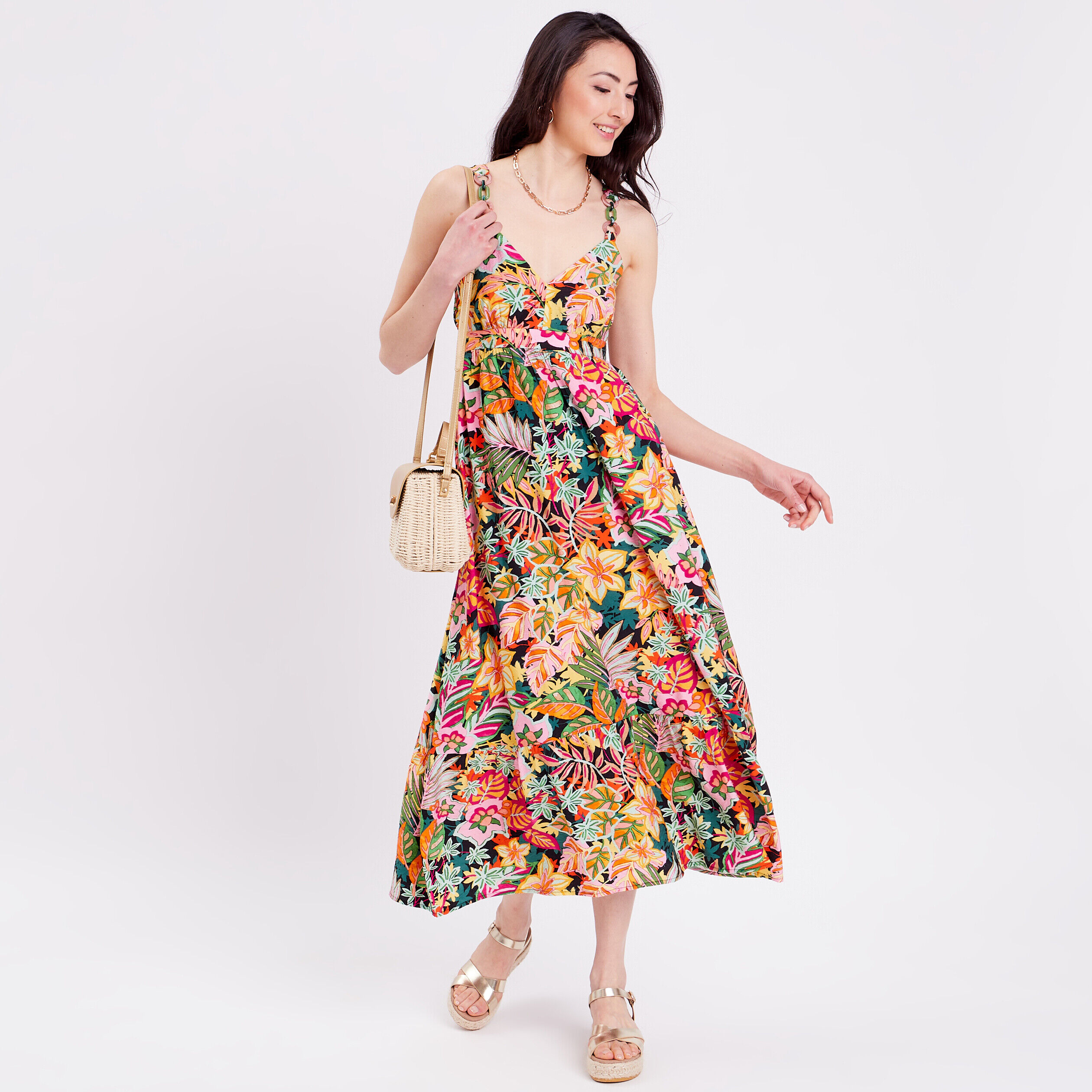 Robe longue à bretelles blanc femme | Cache Cache
