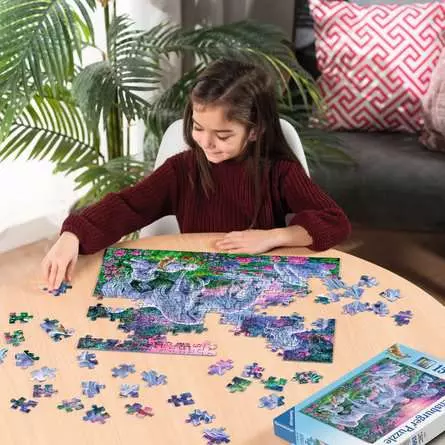 Kinderpuzzle ab 7 Jahren - Einhörner im Abendrot - 150 Teile