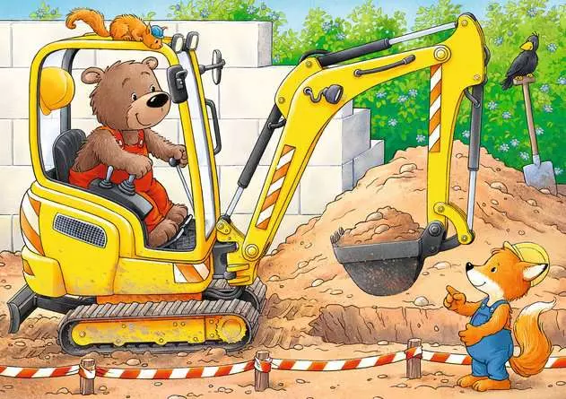 Kinderpuzzle ab 2 Jahren - Tiere auf der Baustelle - 2 + 4 + 6 + 8 Teile