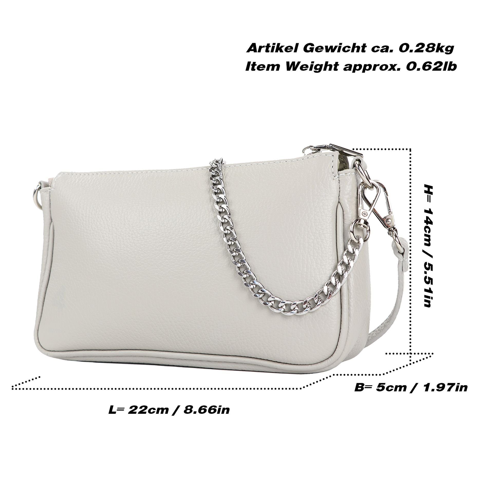 modamoda de Schultertasche T237, Echtleder Handmade in Italy