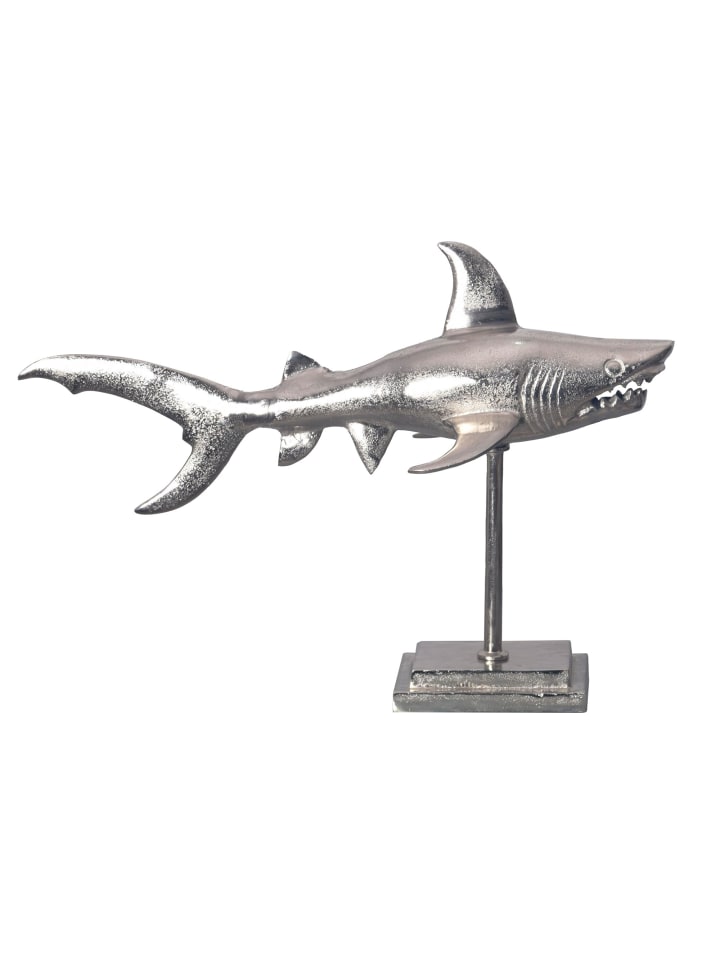 KADIMA DESIGN Dekofigur Hai Aluminium Silber Maritim 70 cm mit Sockel, Design in Silbern günstig kaufen onesize