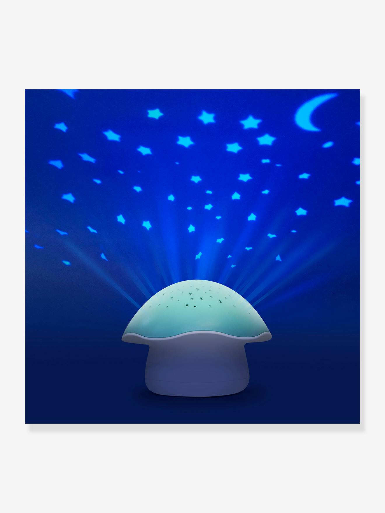 Veilleuse musicale et projecteur d’étoiles PABOBO Champignon bleu