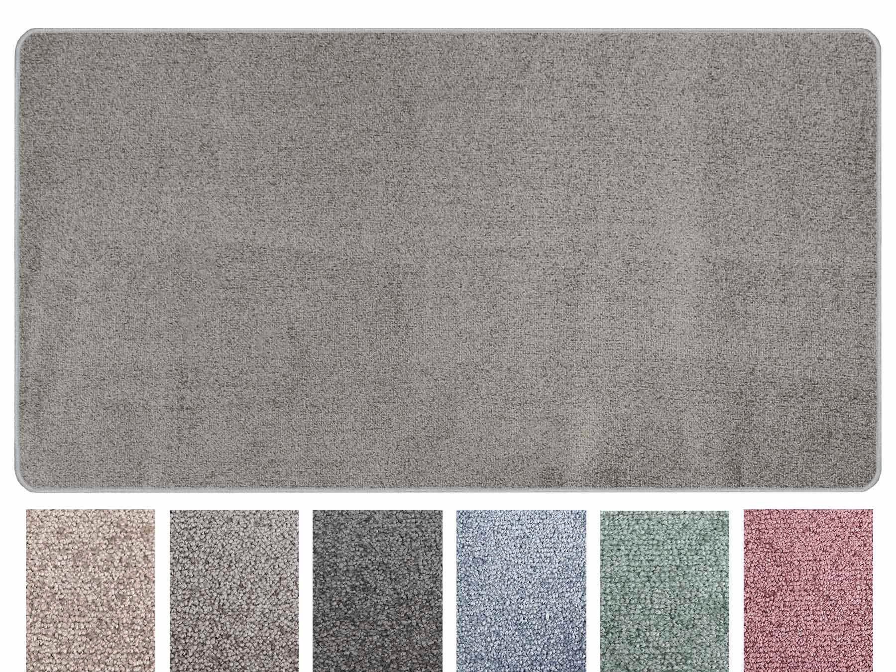 Bettumrandung MANILA Primaflor-Ideen in Textil, Höhe 10 mm, (3-tlg), Bettvorleger, Kurzflor, Uni Farben, Läufer-Set für das Schlafzimmer