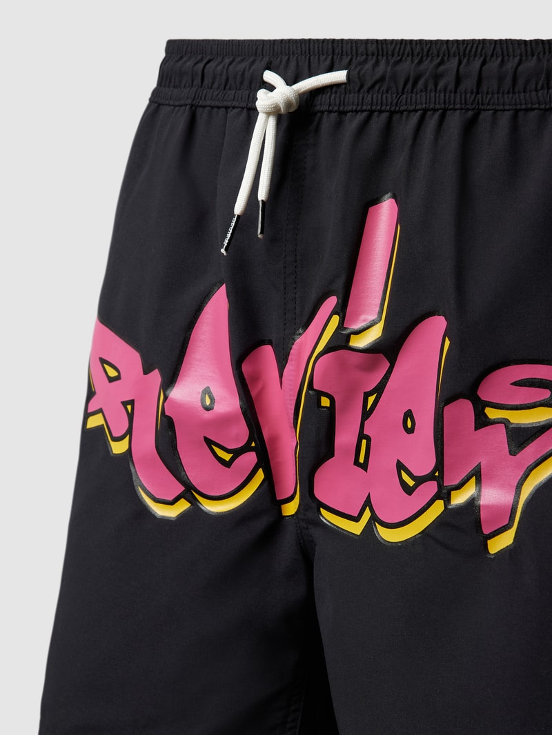Badehose mit Label-Print in schwarz