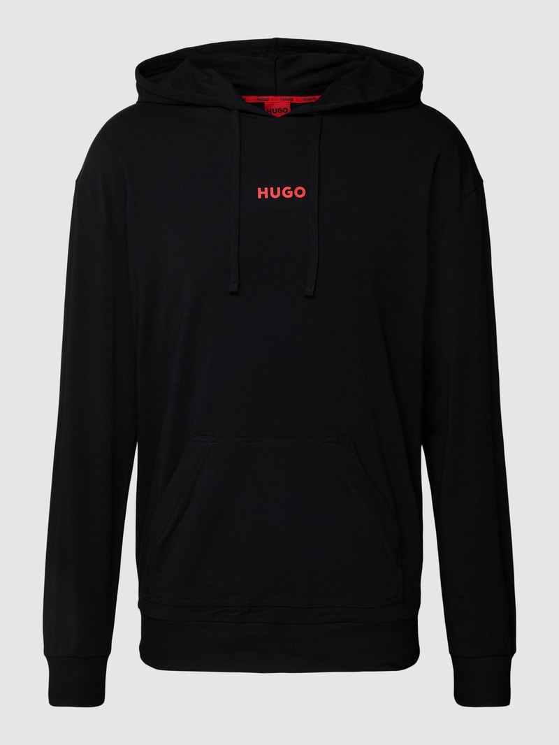 Hoodie in unifarbenem Design mit Känguru-Tasche in schwarz
