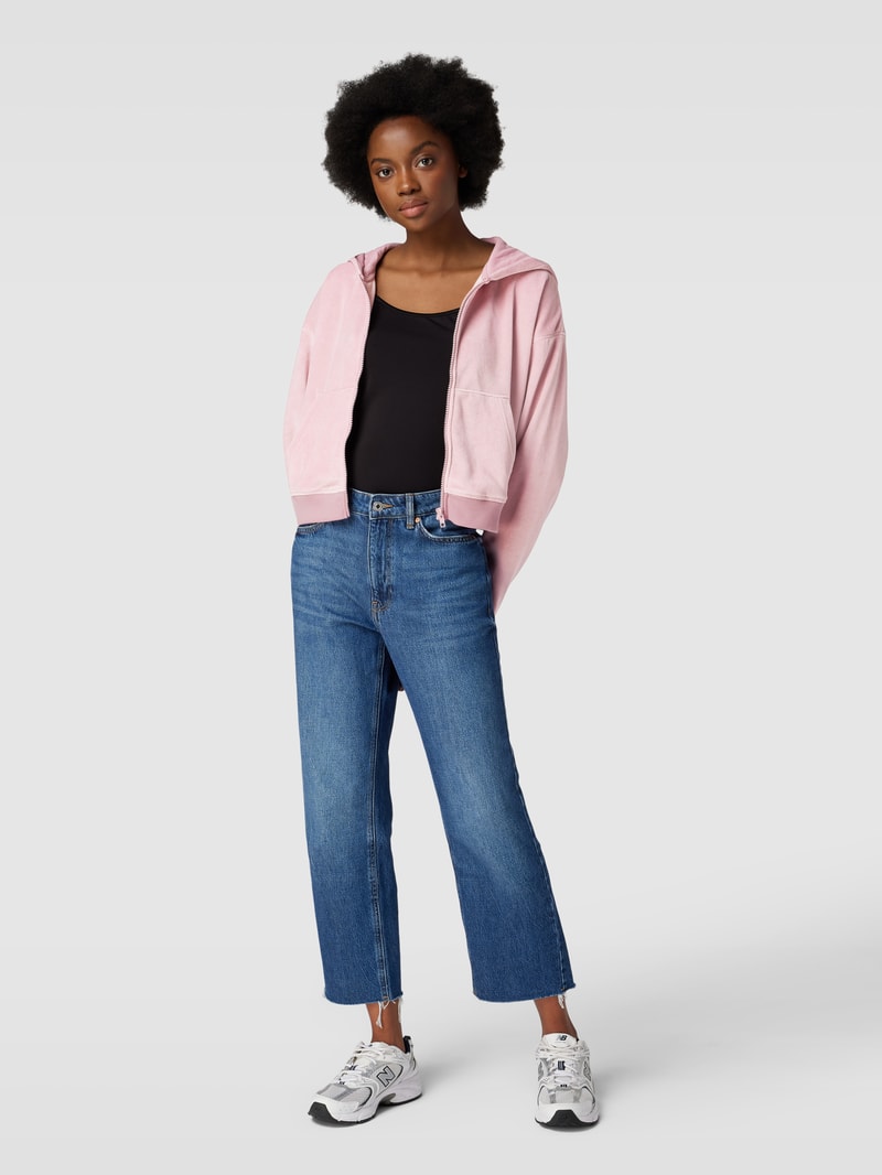 Sweatjacke mit überschnittenen Schultern und Eingrifftaschen in rosa