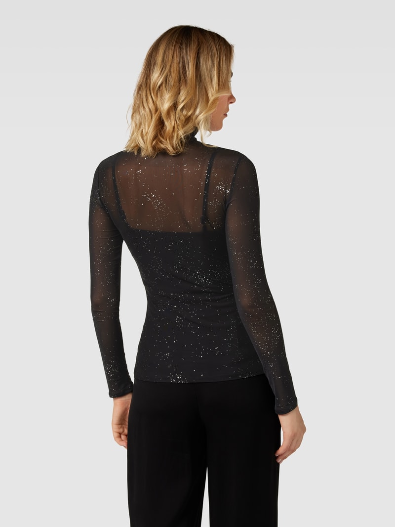 T-Shirt mit Glitzer-Optik Modell 'DILIONA' in metallic schwarz