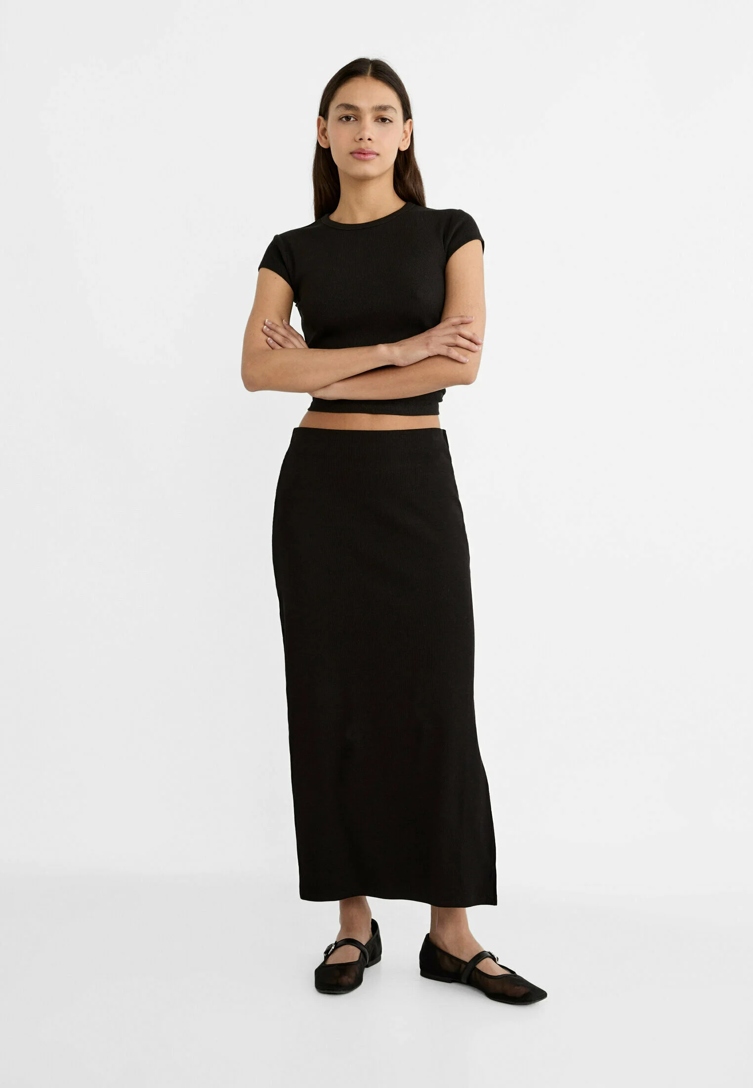 Falda larga Stradivarius