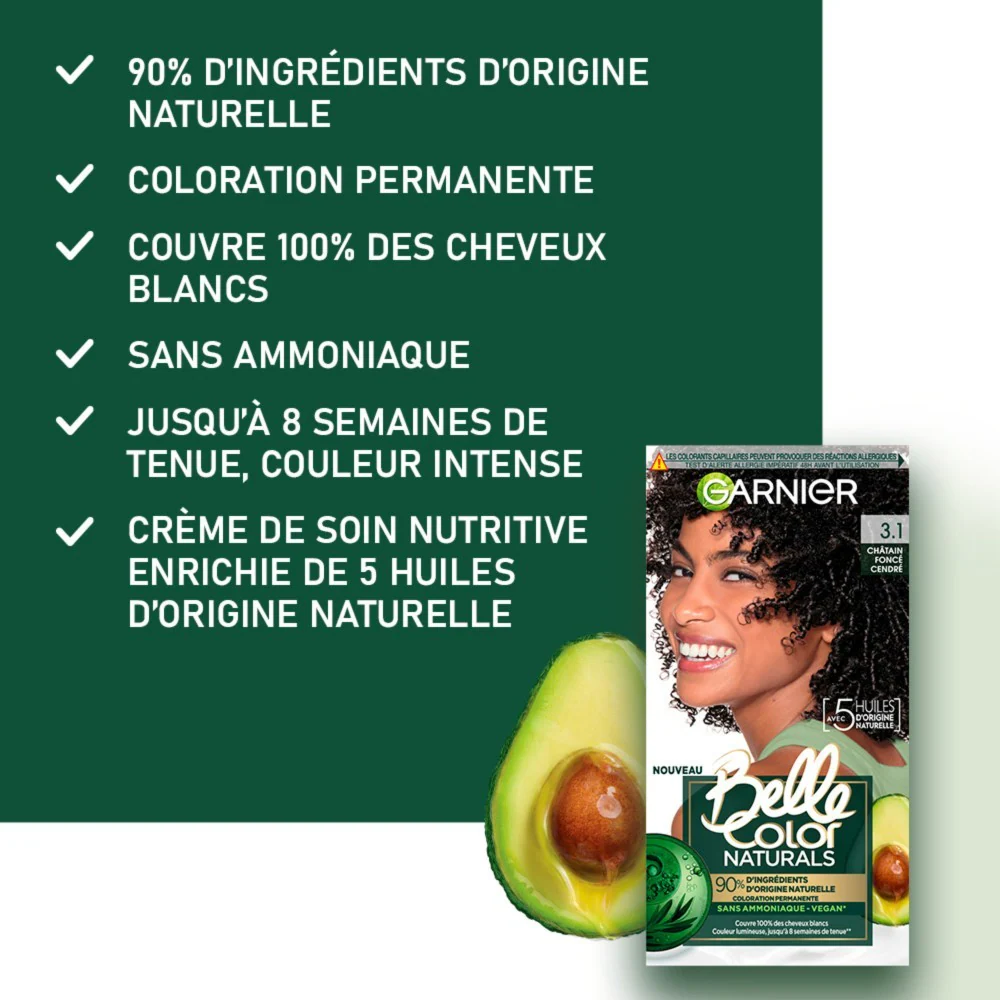 Garnier Farba do włosów trwała bez amoniaku, 90% składników pochodzenia naturalnego