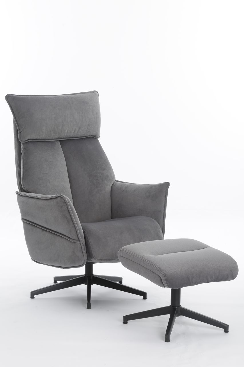 Happy Home Happy Home gepolsteter Relaxsessel mit Hocker HWP60-DGR dunkelgrau