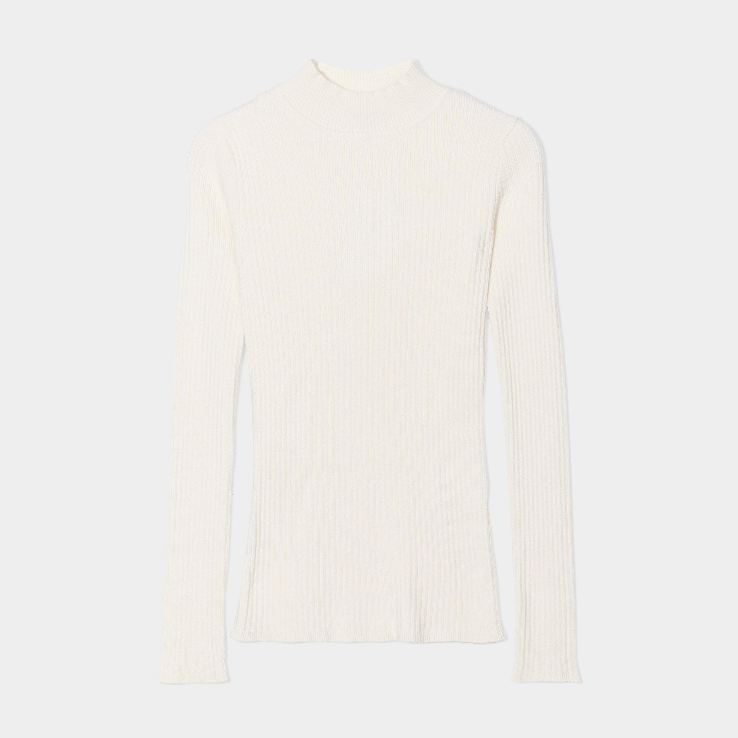 Pull côtelé col montant ivoire femme | La Halle