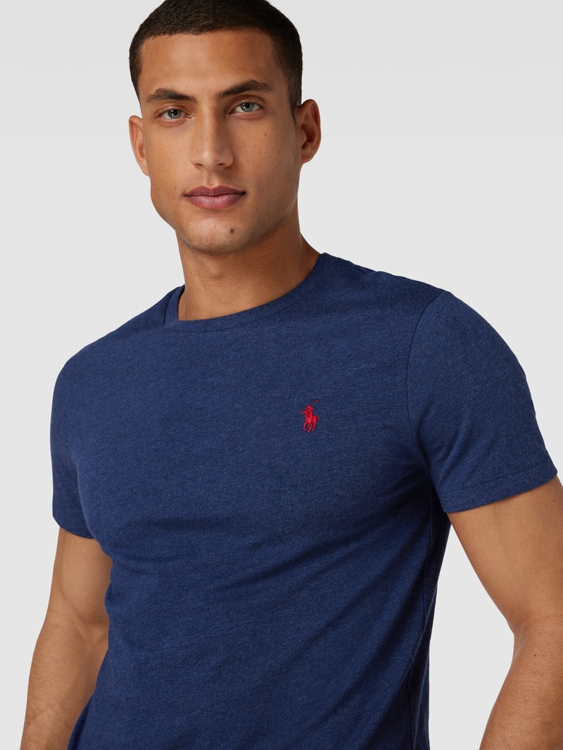 T-Shirt in Melange-Optik in dunkelblau
