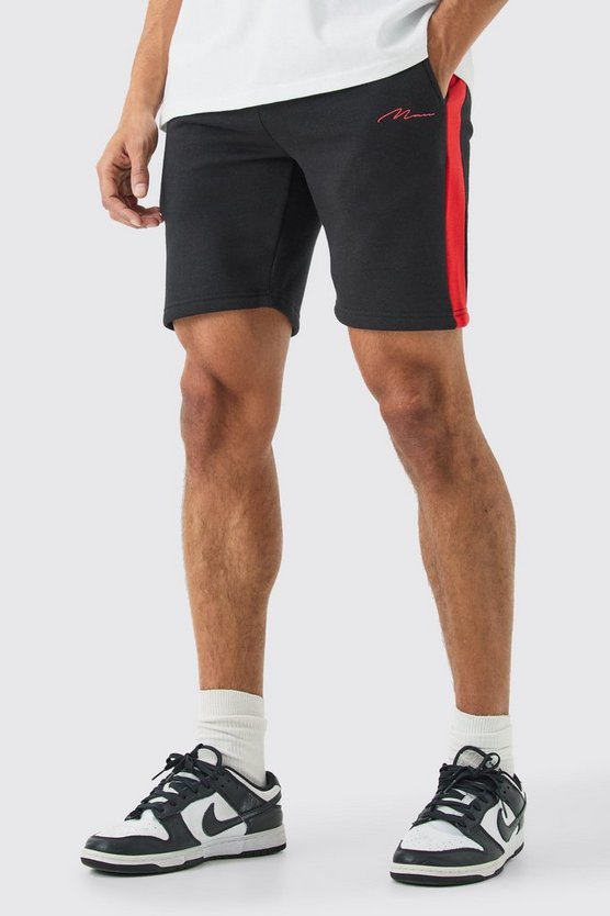 Mittellange Slim-Fit Man Signature Colorblock Shorts
