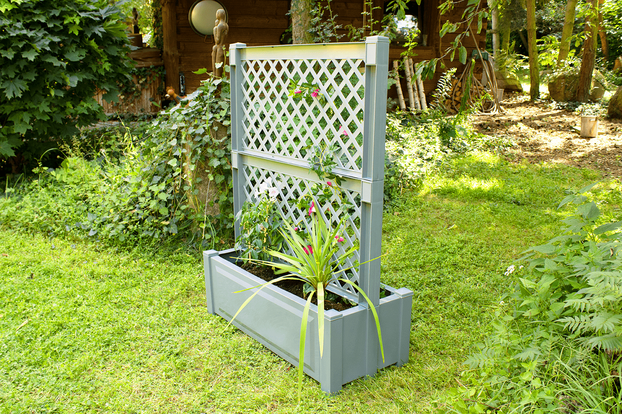 KHW KHW Pflanzkasten groß mit Zentralspalier (2-tlg.) 100 cm, grau