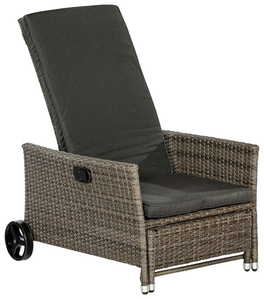 MERXX Gartensessel Komfort Deckchair (4-tlg), Stahl/Kunststoff, inkl. Auflagen
