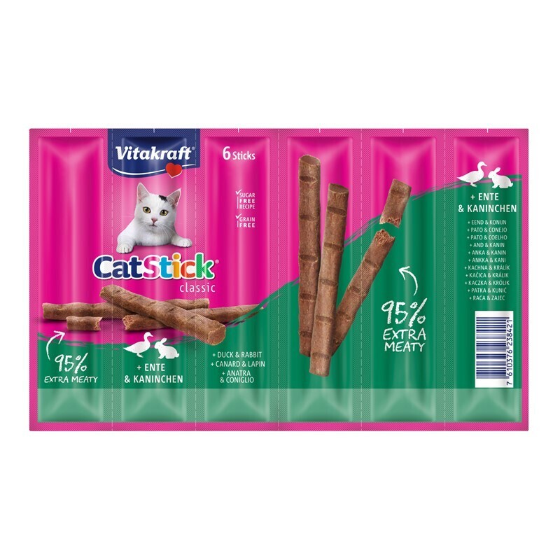 Vitakraft Snacks Vitakraft Cat-Stick 10x6 Stück Ente & Kaninchen