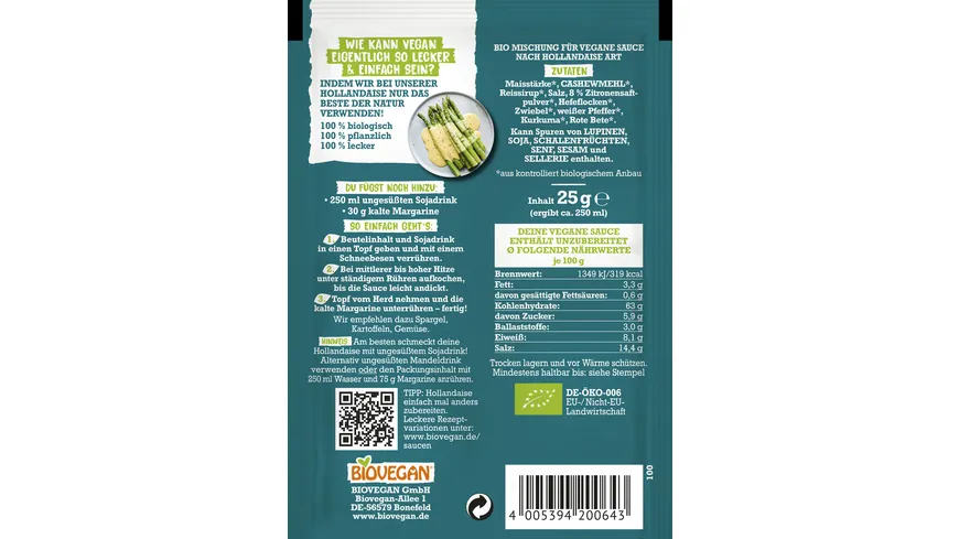 BIOVEGAN Bio Meine vegane Hollandaise 25 g