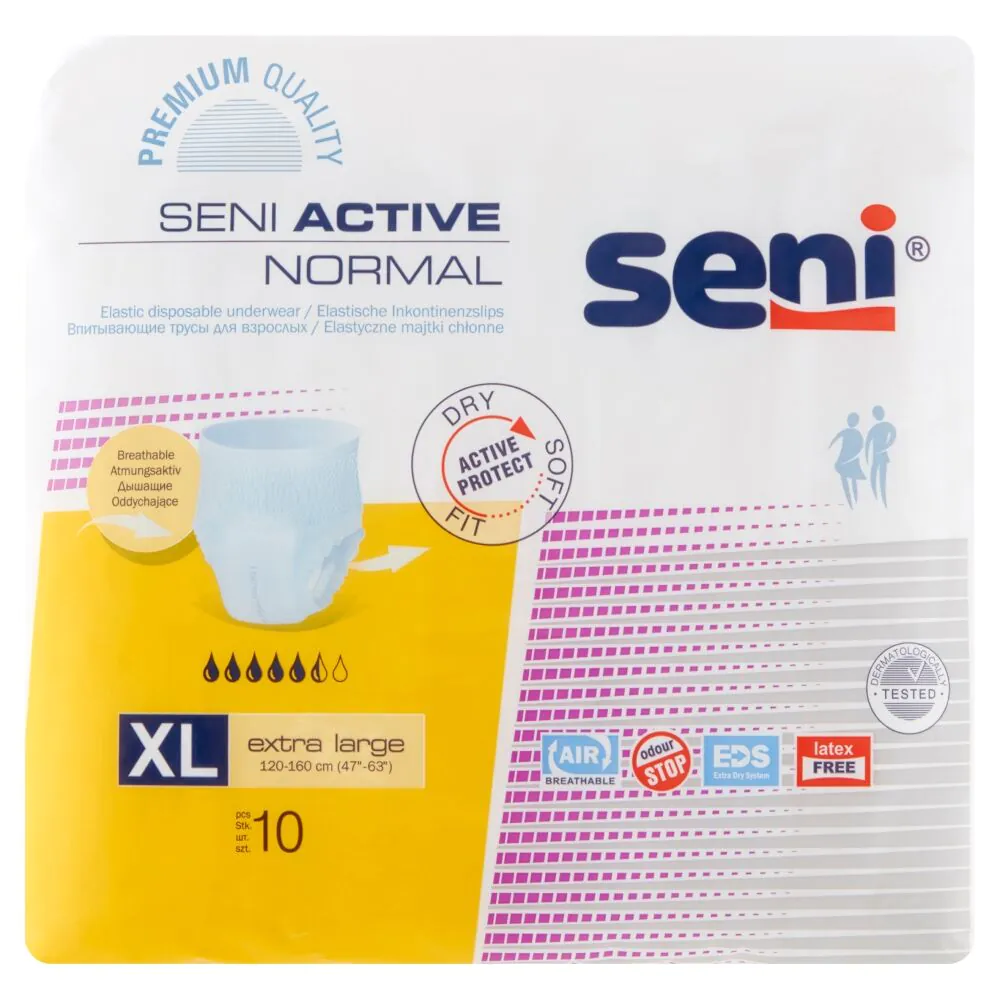 Seni Active Normal, elastične upijajuće gaćice, 120-160 cm, ekstra velike