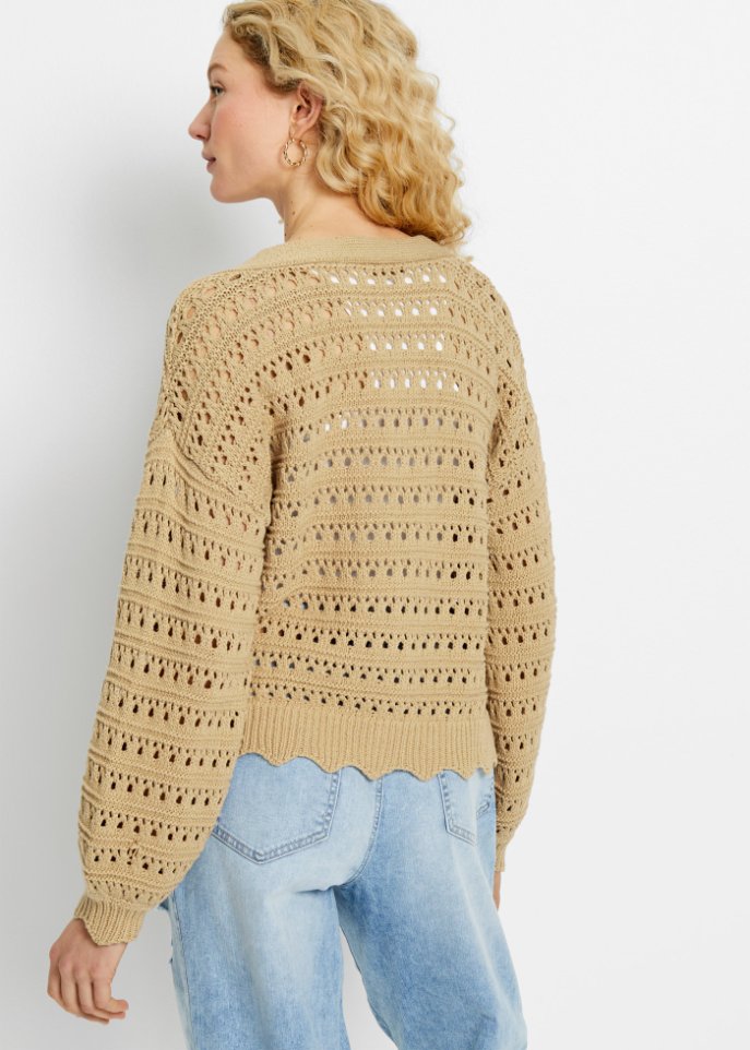 Cardigan mit Lochmuster