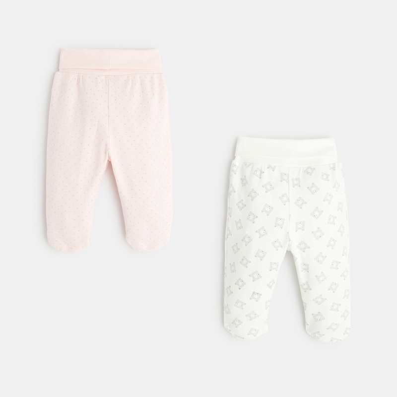 Pantalon à pieds jersey (lot de 2) rose naissance