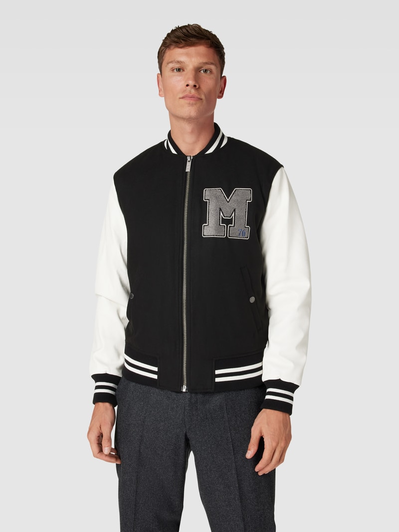 College-Jacke mit Label-Stitching in schwarz