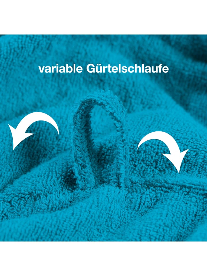 REDBEST Frottier Unisex-Bademantel mit Kapuze Chicago in türkis günstig kaufen