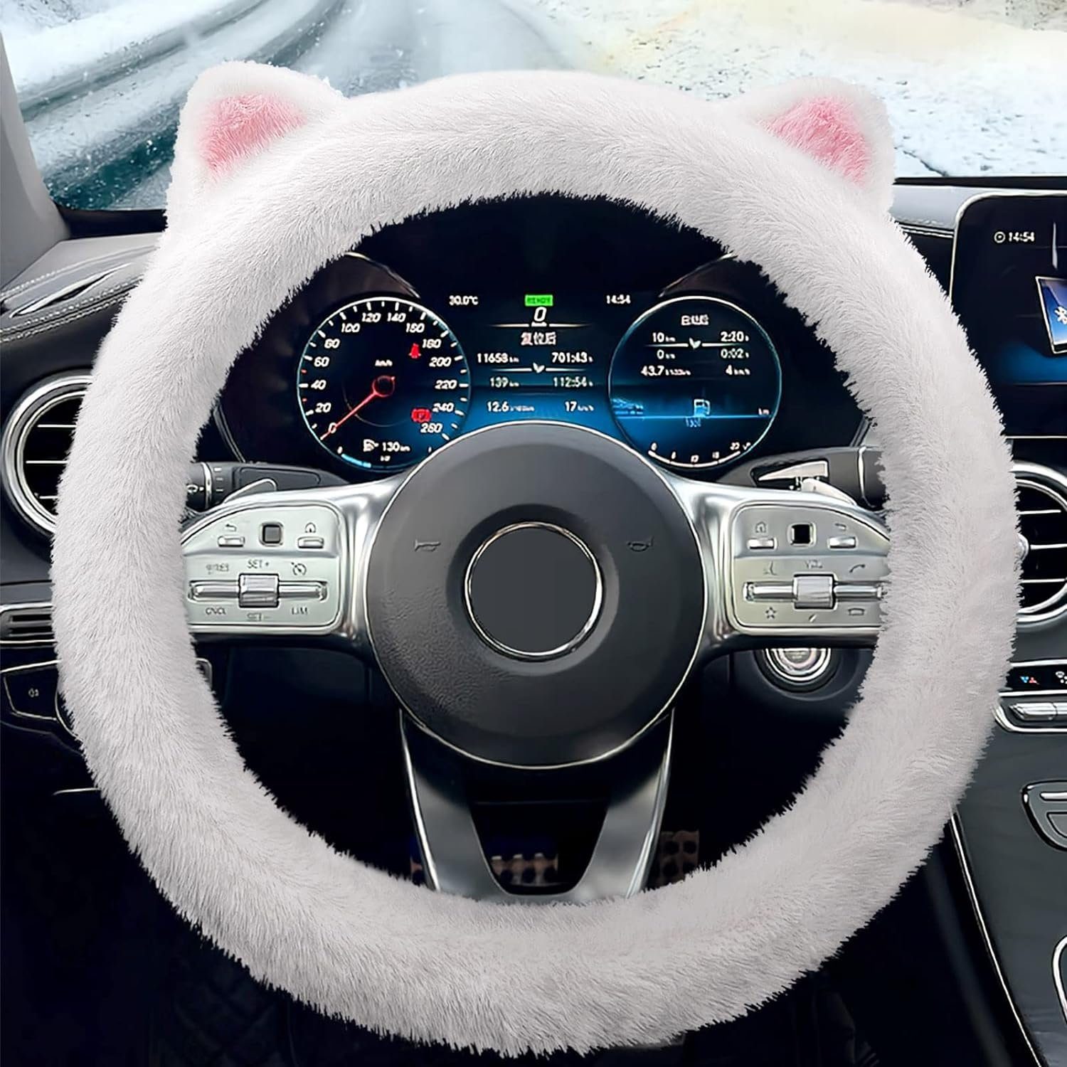 Runxizhou Lenkradbezug Auto Lenkradbezug, Flauschig Kunstfell Plüsch Lenkradabdeckung, (1-tlg)