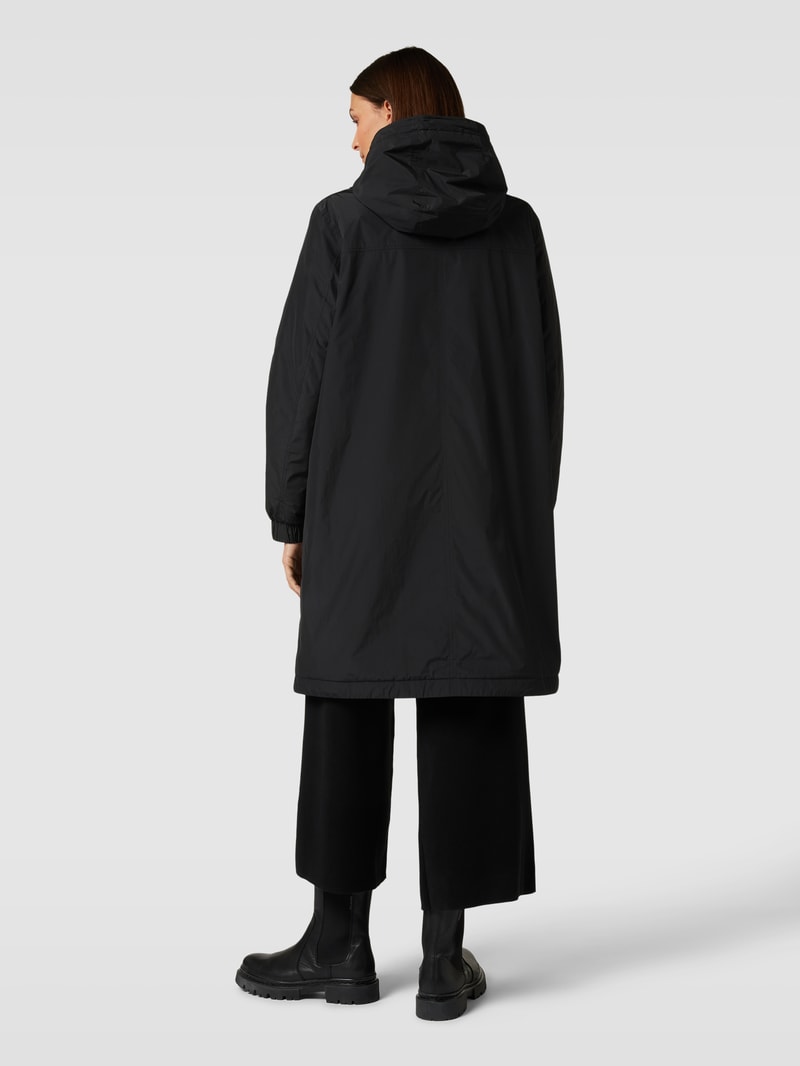 Parka mit Kapuze und seitlichen Reißverschlusstaschen in schwarz