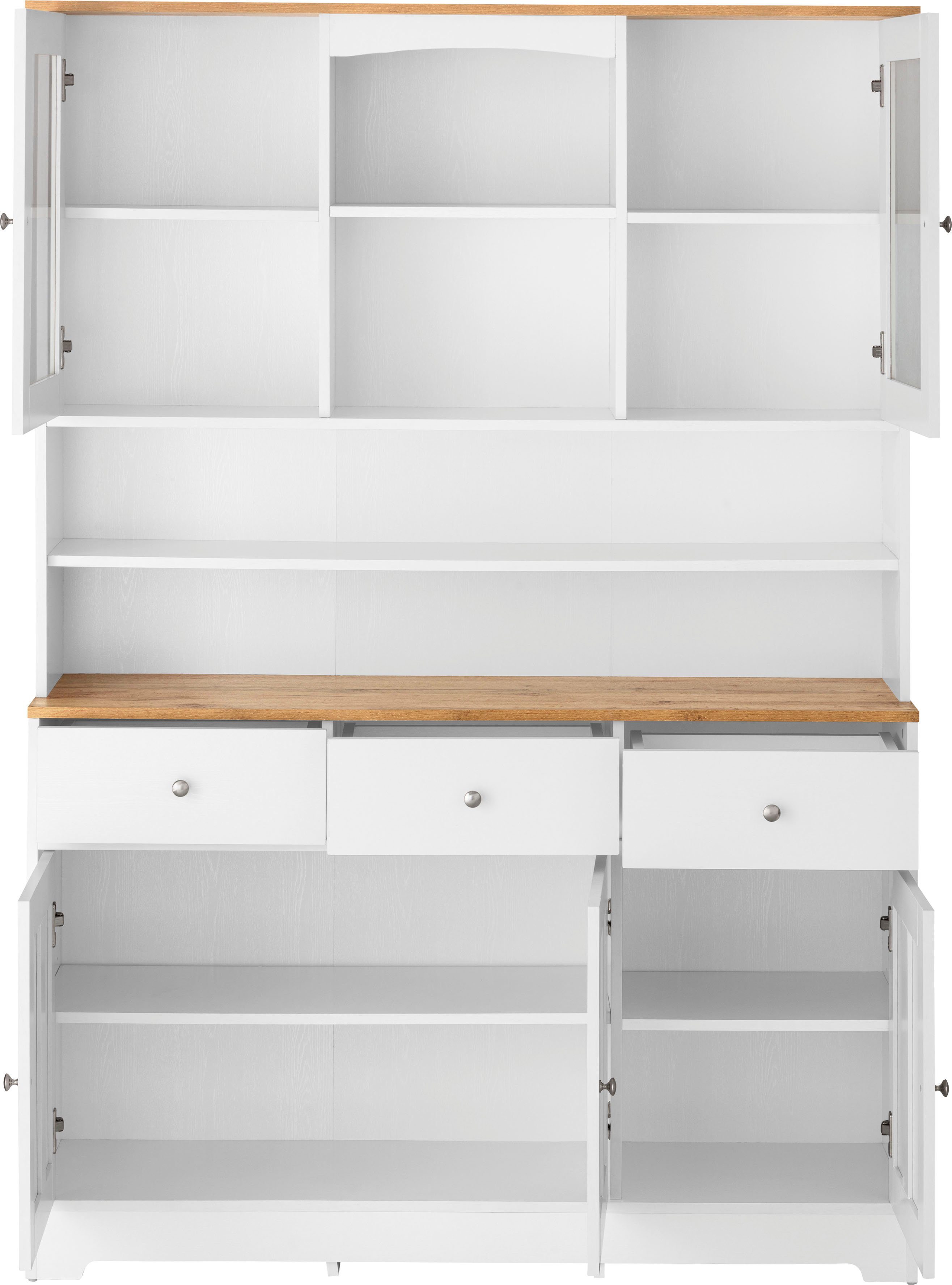 Home affaire Buffet Kate Breite 128 cm, mit Glastüren und Holztüren, Metallgriffe, Höhe 182 cm