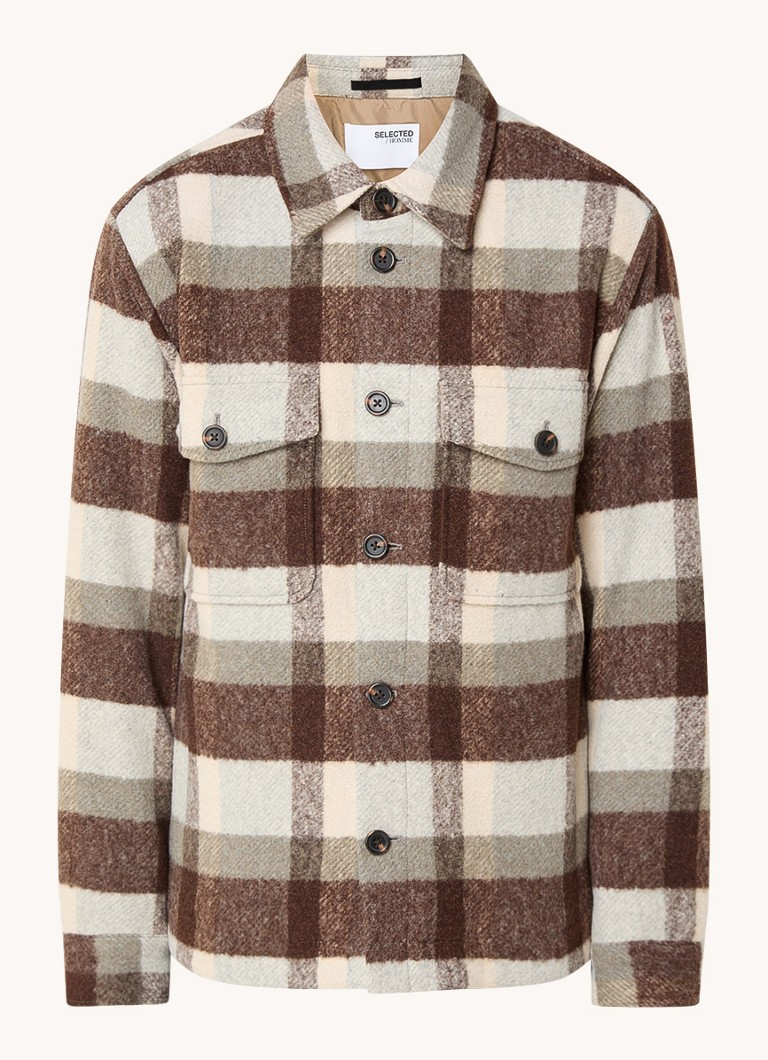 Selected Homme Archive regular fit overshirt in wool blend with checkered design
