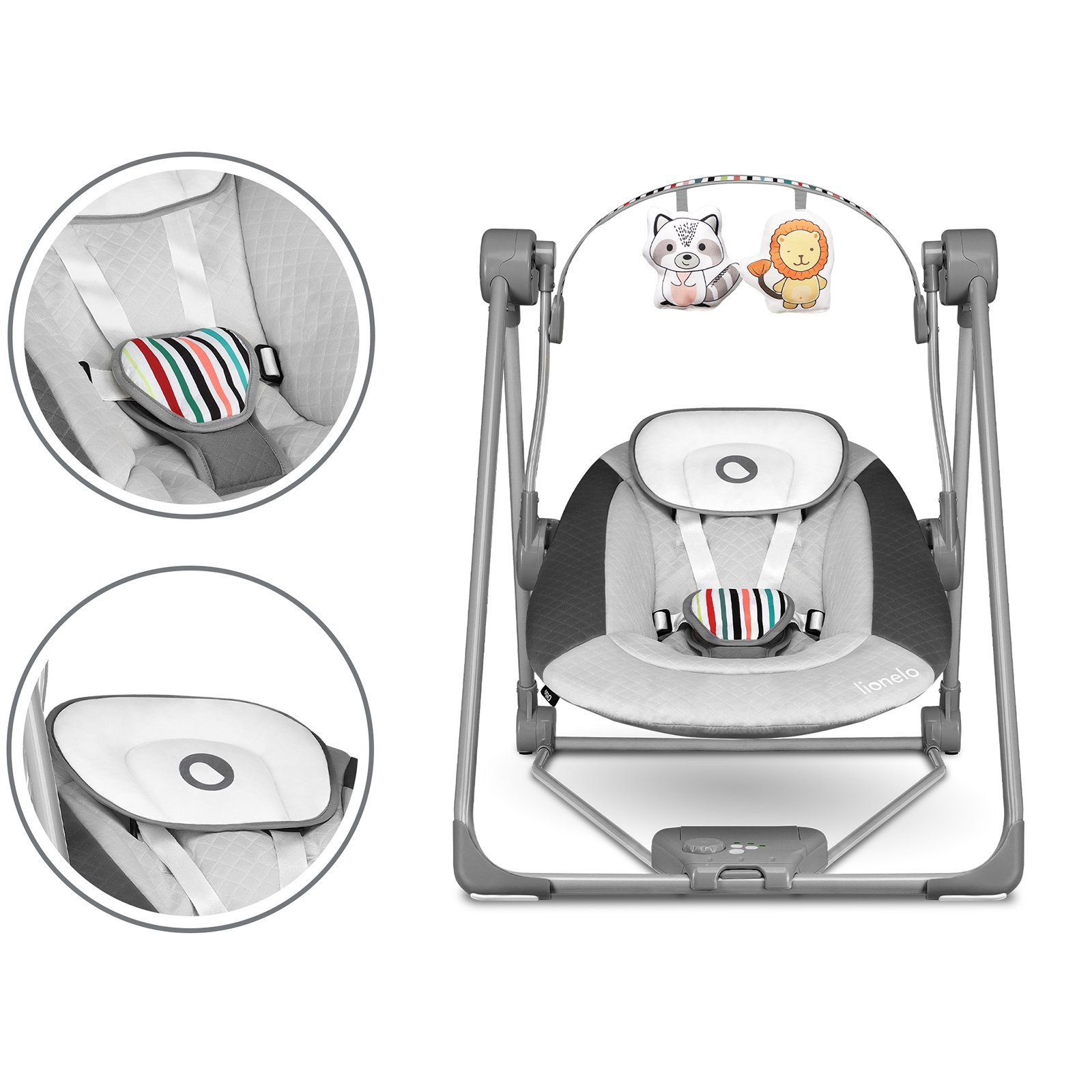 lionelo Babyschaukel LO-OTTO, Spielzeug Karussell, Sicher und stabil, Wippfunktion, 0+ bis 9 kg