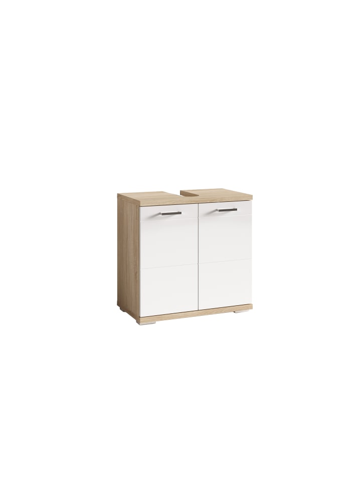 byLiving Waschbeckenunterschrank NEBRASKA in Sonoma Eiche / Weiß - (B) 60 x (H) 59 x (T) 31,5 cm günstig kaufen onesize