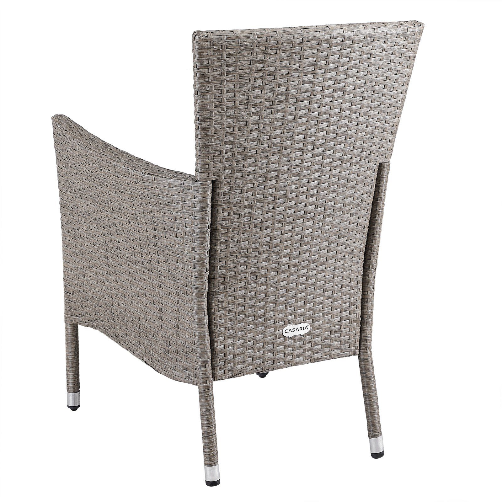 Casaria Gartenstuhl, Polyrattan 4er Set Stapelbar 7cm Auflagen 160kg Belastbarkeit