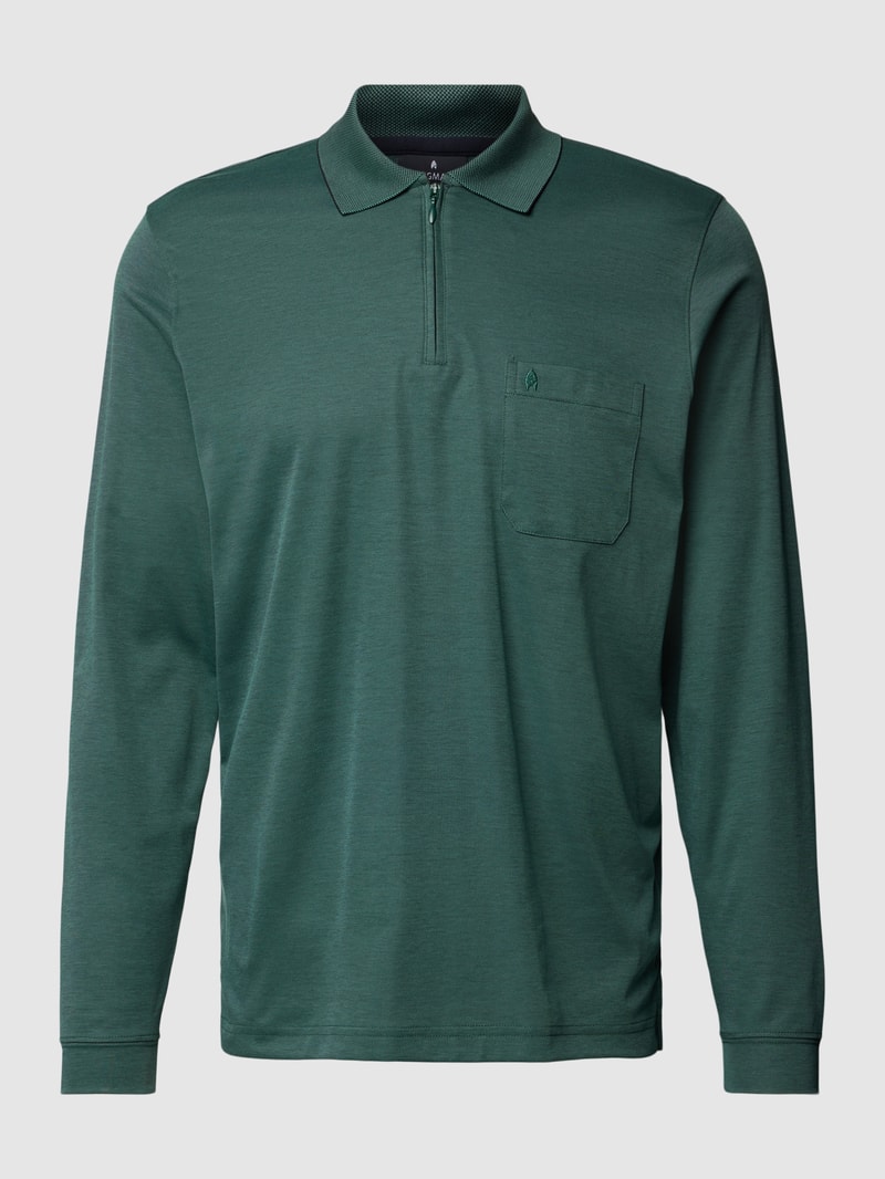Poloshirt mit kurzer Reißverschlussleiste in grün