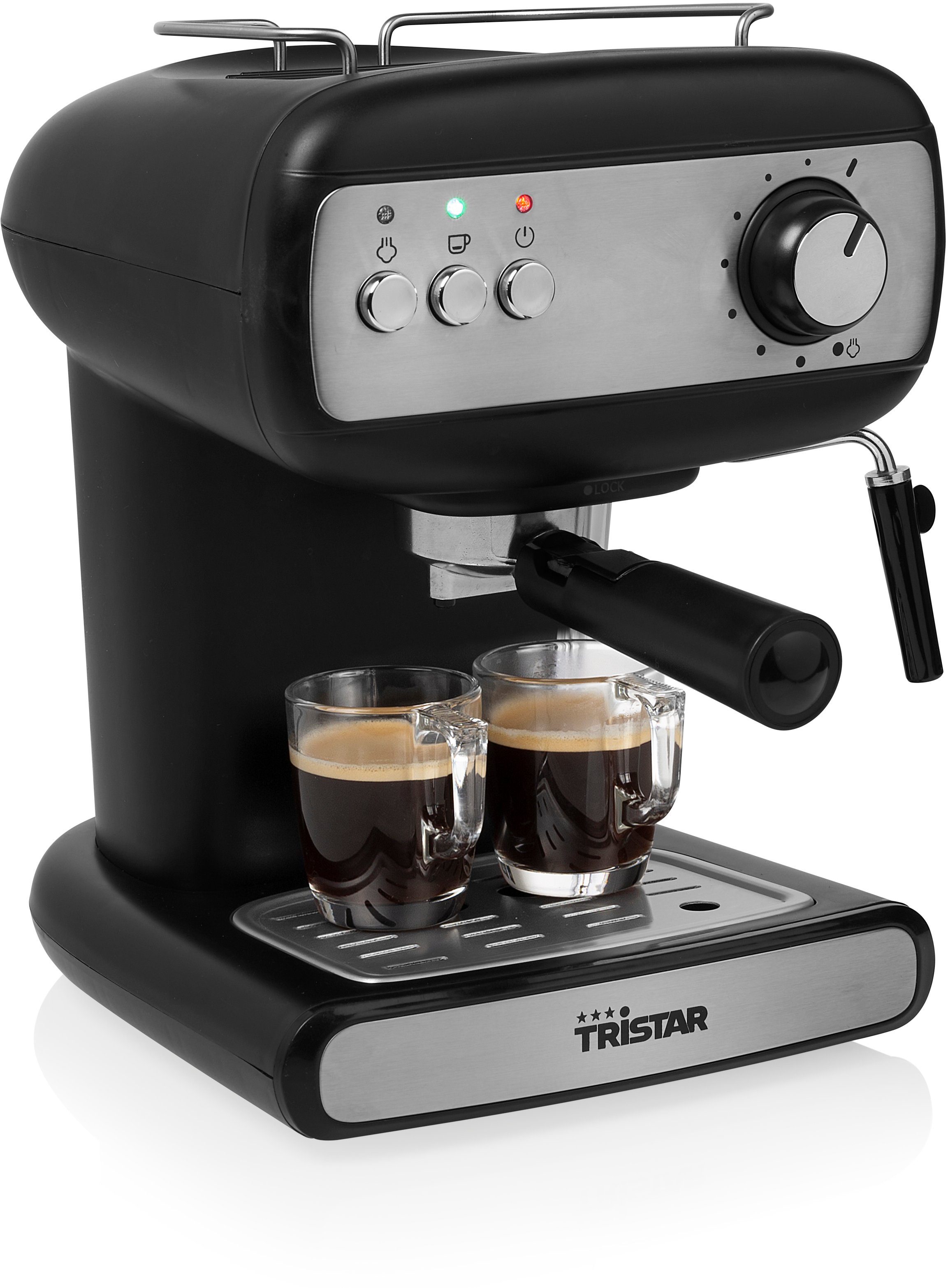 Tristar Espressomaschine CM-2276-DE, mit Tassenwärmer und Milchschaum-Düse, 20-bar