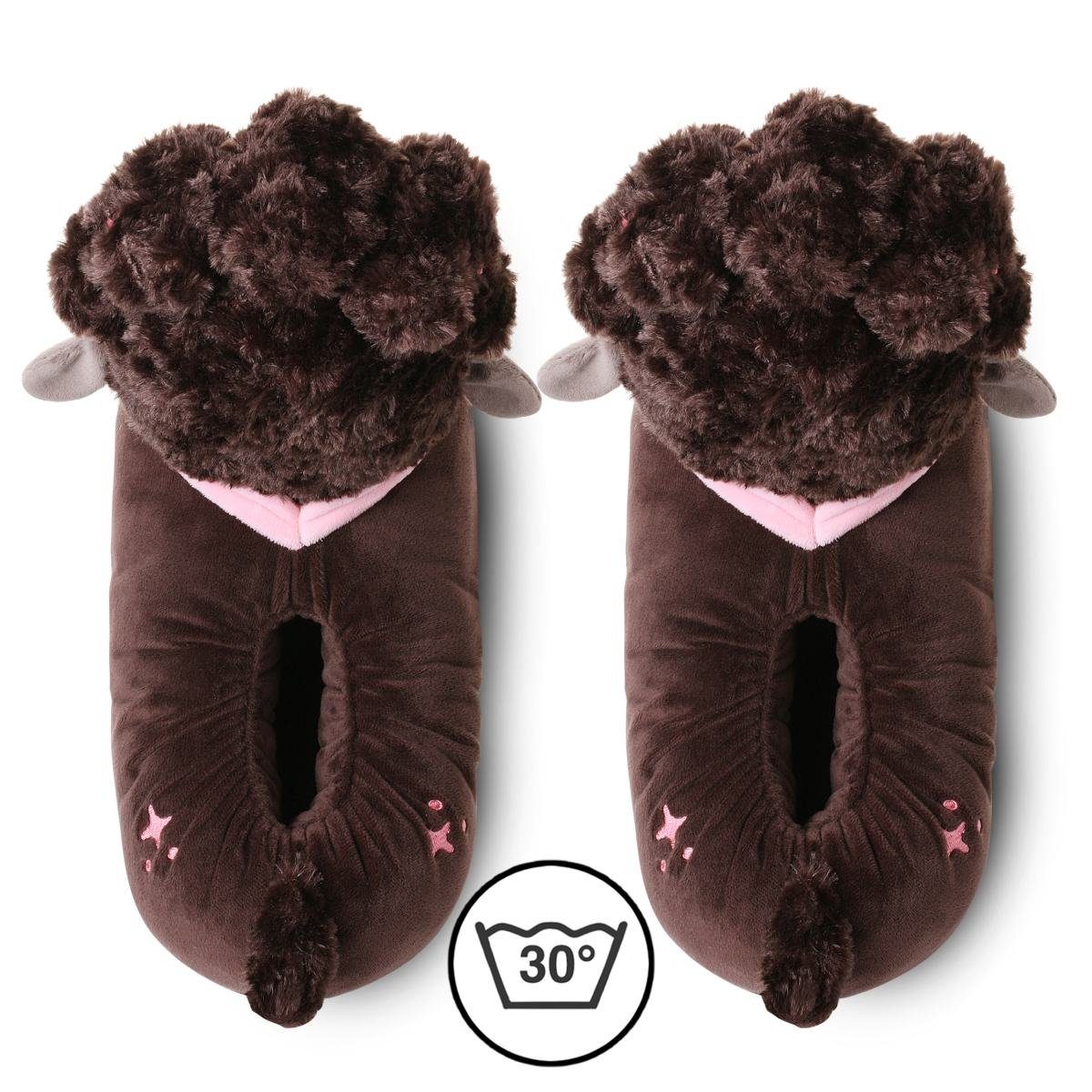 Corimori Tier Pantoffeln für Kinder Einheitsgröße 25-33,5 cm Plüsch Hausschuhe Kater, Löwe, Schaf, Hund, Frosch, Teddy, Bär, Hamster, Igel, Pferd