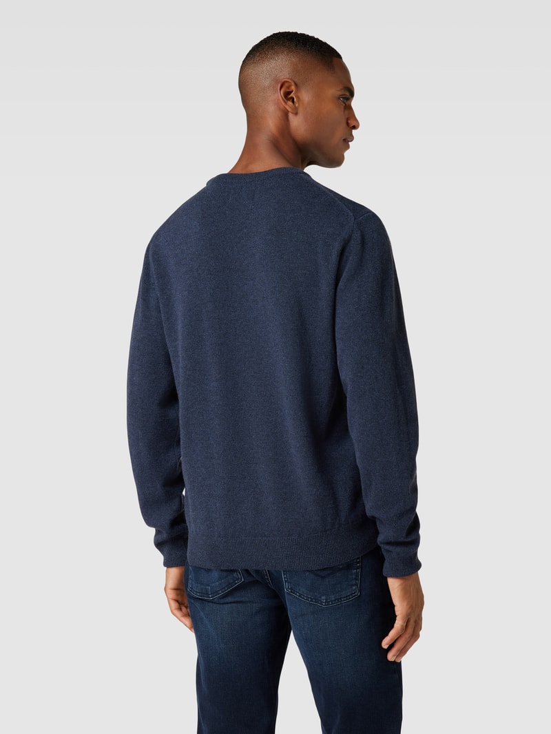 Strickpullover mit Label-Stitching in marineblau meliert