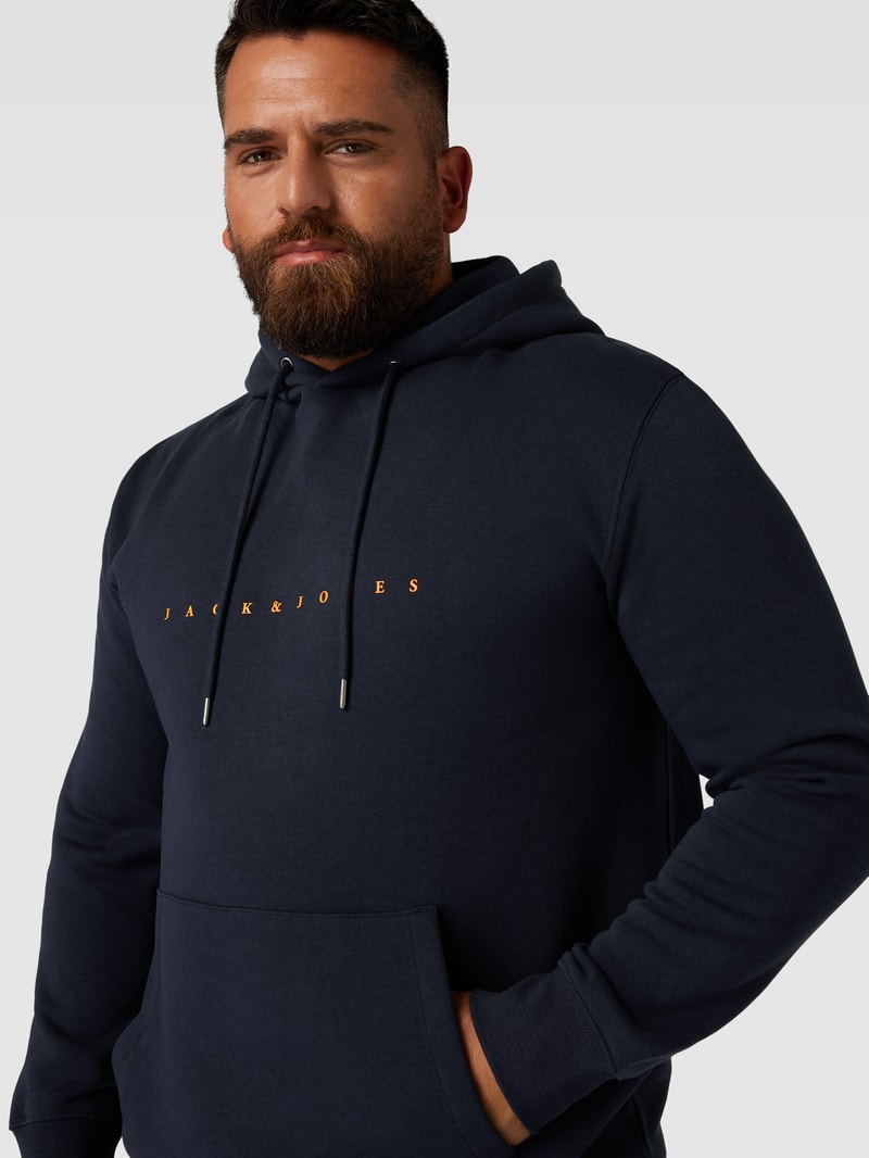PLUS SIZE Hoodie mit Kapuze Modell 'STAR' in dunkelblau
